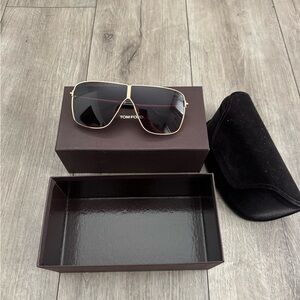 Tom Ford Gold and Black Aviator Sunglasses